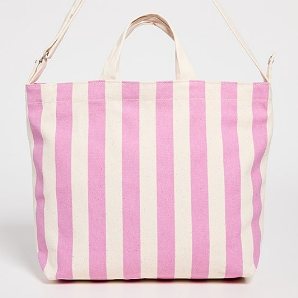 NWT Baggu Horizontal Zip Duck Bag - Pink Awning Stripe